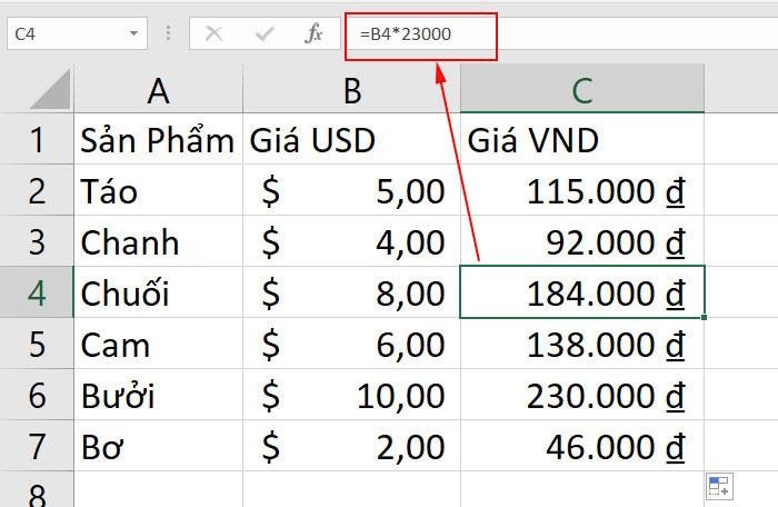 cách đặt công thức cho cả cột trong excel