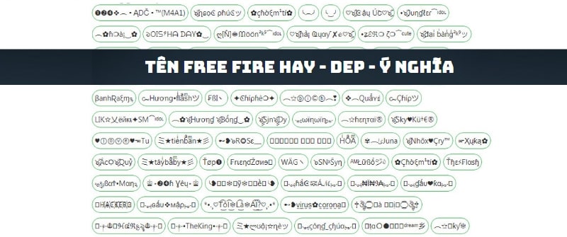 Danh sách những cái tên hay trong game Free Fire