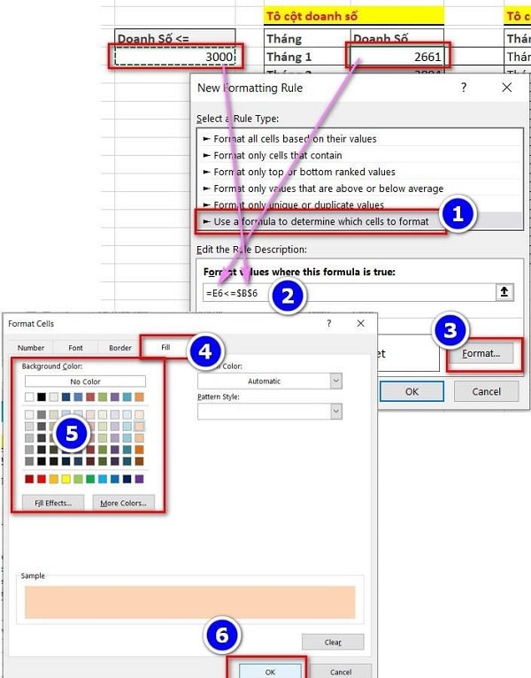 tô màu dòng có điều kiện trong excel 2010