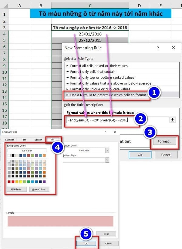 tô màu dòng có điều kiện trong excel 2010