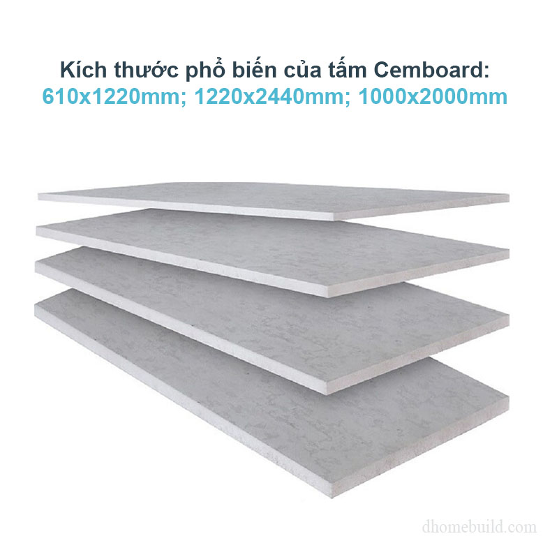 3 loại kích thước phổ biến của tấm xi măng Cemboard