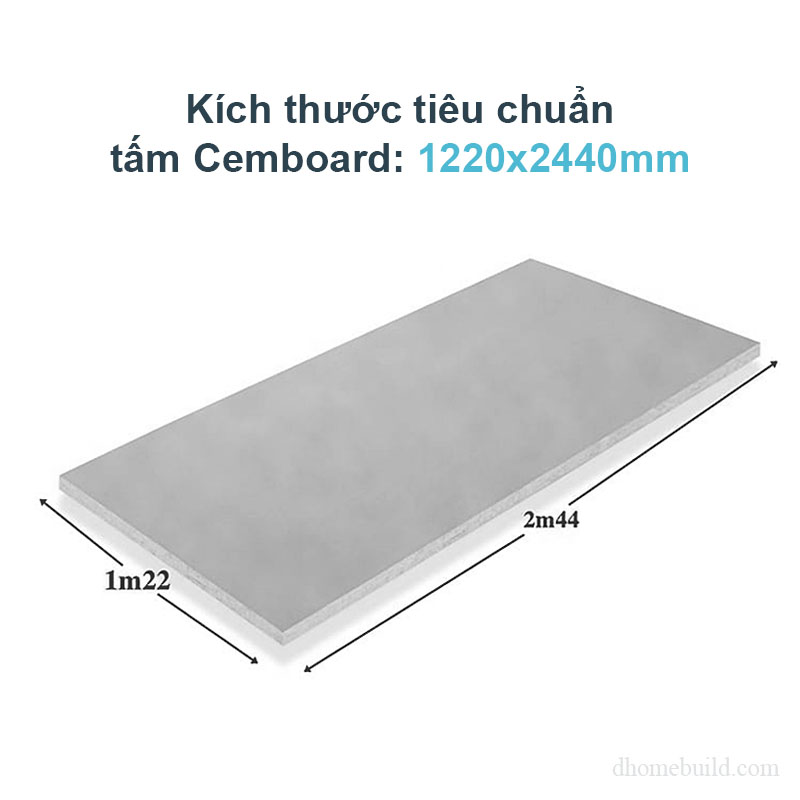 Kích thước phổ biến của tấm xi măng Cemboard